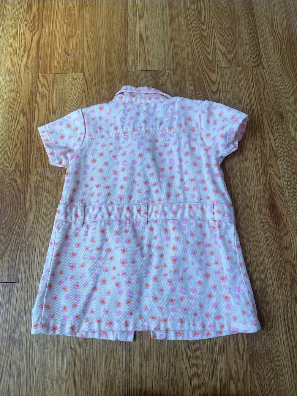 7 For All Mankind Pink Floral Button-Front Short Sleeve Shirt Dress - Picture 5 of 5